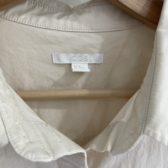 COS Cream Peter Pan Collar Long Sleeve Buttoned Cotton Shirt Size 40 - Picture 2 of 5